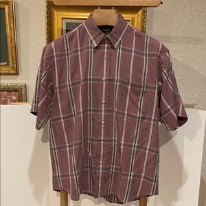 Dior Purple Plaid Casual Button Down Shirt